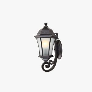 ZHIYUAN3249 Alessio Vintage Lantern Metal/Glass Outdoor Wall Lamp, Black