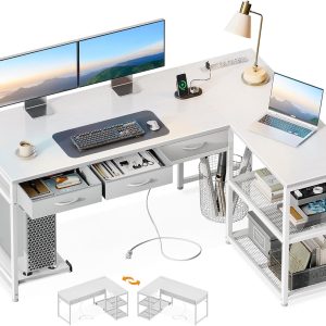 ZHIYUAN3216 Drawers Outlets Reversible Computer Desk