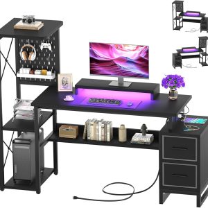 ZHIYUAN3223 Desk Fabric Drawers Reversible Desk