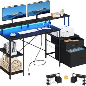 ZHIYUAN3222 Computer Outlets Drawers Cabinets Desk