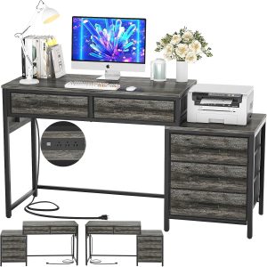 ZHIYUAN3225 Computer Drawers Reversible Charging Desk